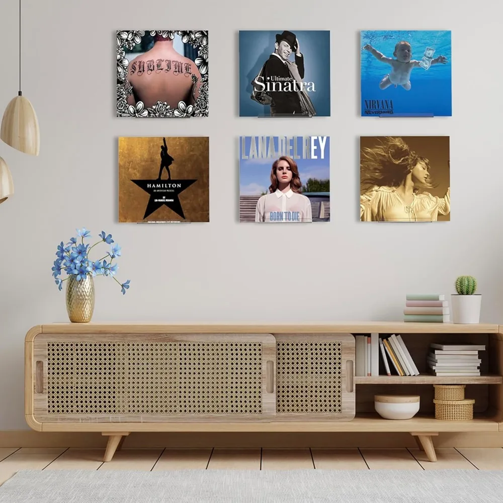 Vinyl Record Shelf Wall Mount 8Pack,7 Inch Acrylic Record Shelf,Record Wall Display, Vinyl Record Holder CD Rack,8 Pack(Clear)