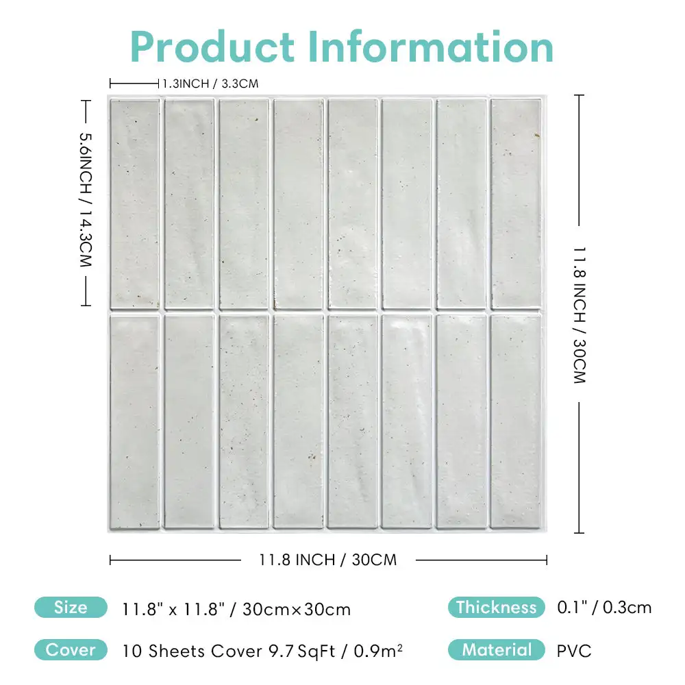 10pcs 3D กระเบื้องสติกเกอร์ Self-กาว Backsplash ห้องน้ํากระเบื้องสติกเกอร์,น้ําและแม่พิมพ์,30x30 ซม.