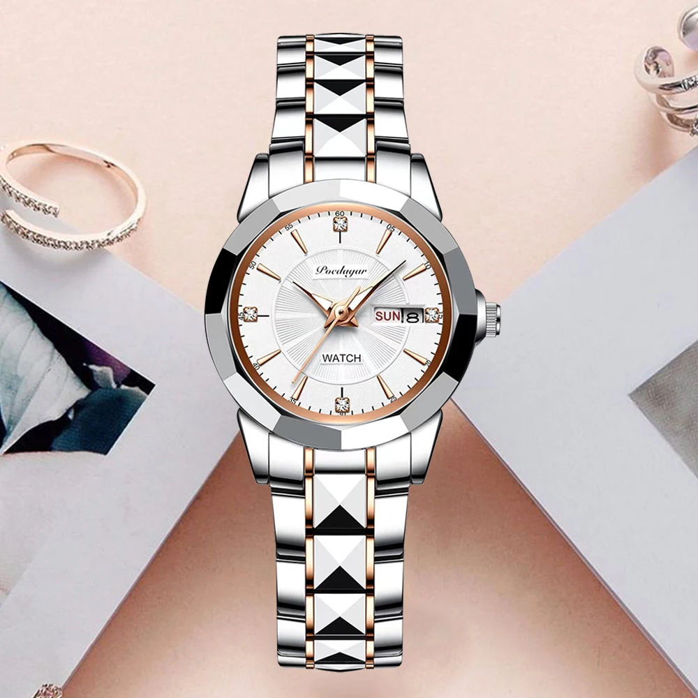 POEDAGAR orologi di lusso di alta qualità per le donne orologio da donna al quarzo impermeabile in acciaio antimacchia orologio da polso da donna di moda Reloj Mujer