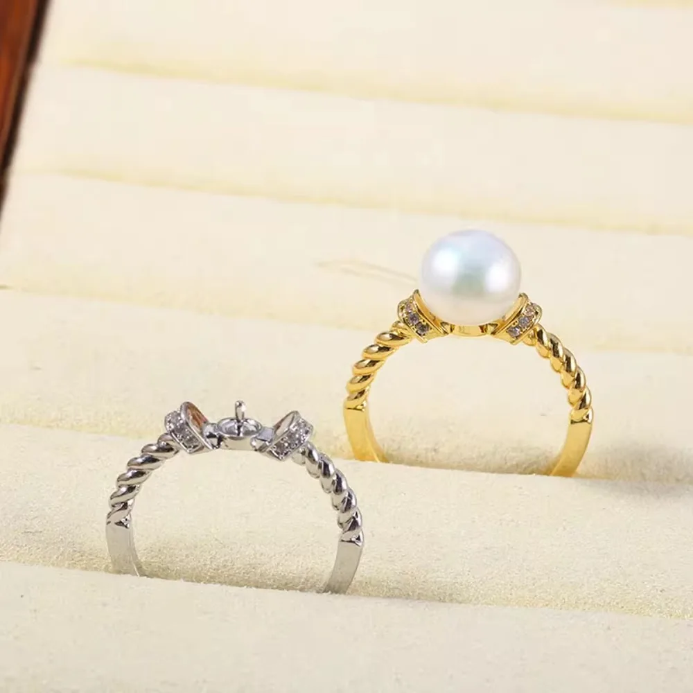 

5pcs Adjustable Gold Plated Pearl Ring Settings Findings & Accessories-for Jewelry Making Bulk Wholesale Craft Supplies 8-9mm