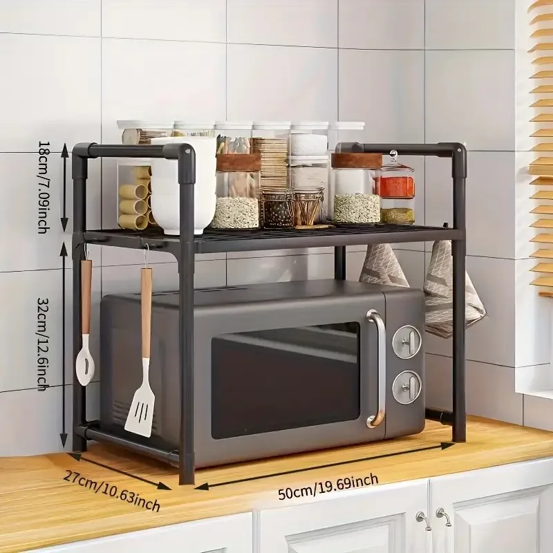 [Kitchen organizer rack] Sturdy Steel Adjustable Microwave Oven Rack - 2 Models, Heavy-Duty Telescoping Countertop - view 6