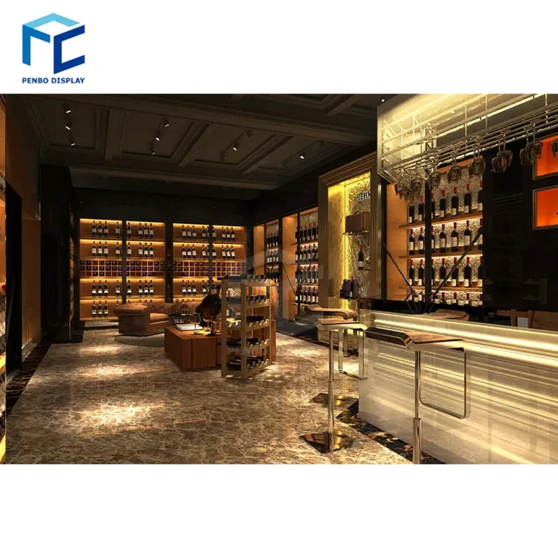 custom.Wood Alcohol Display Rack Whisky Shop Interior Design Wine Shop Fitting Display Showcase Shelf Liquor Champagne Wall