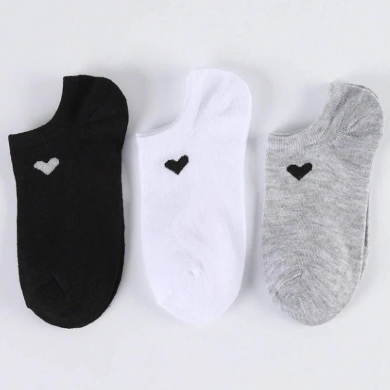 6/12 Paar einfarbige herzförmige bedruckte Damen-Kurzsocken, Sommer, atmungsaktiv, weich, bequem, einfacher Stil, lässige Socken – Detail 6