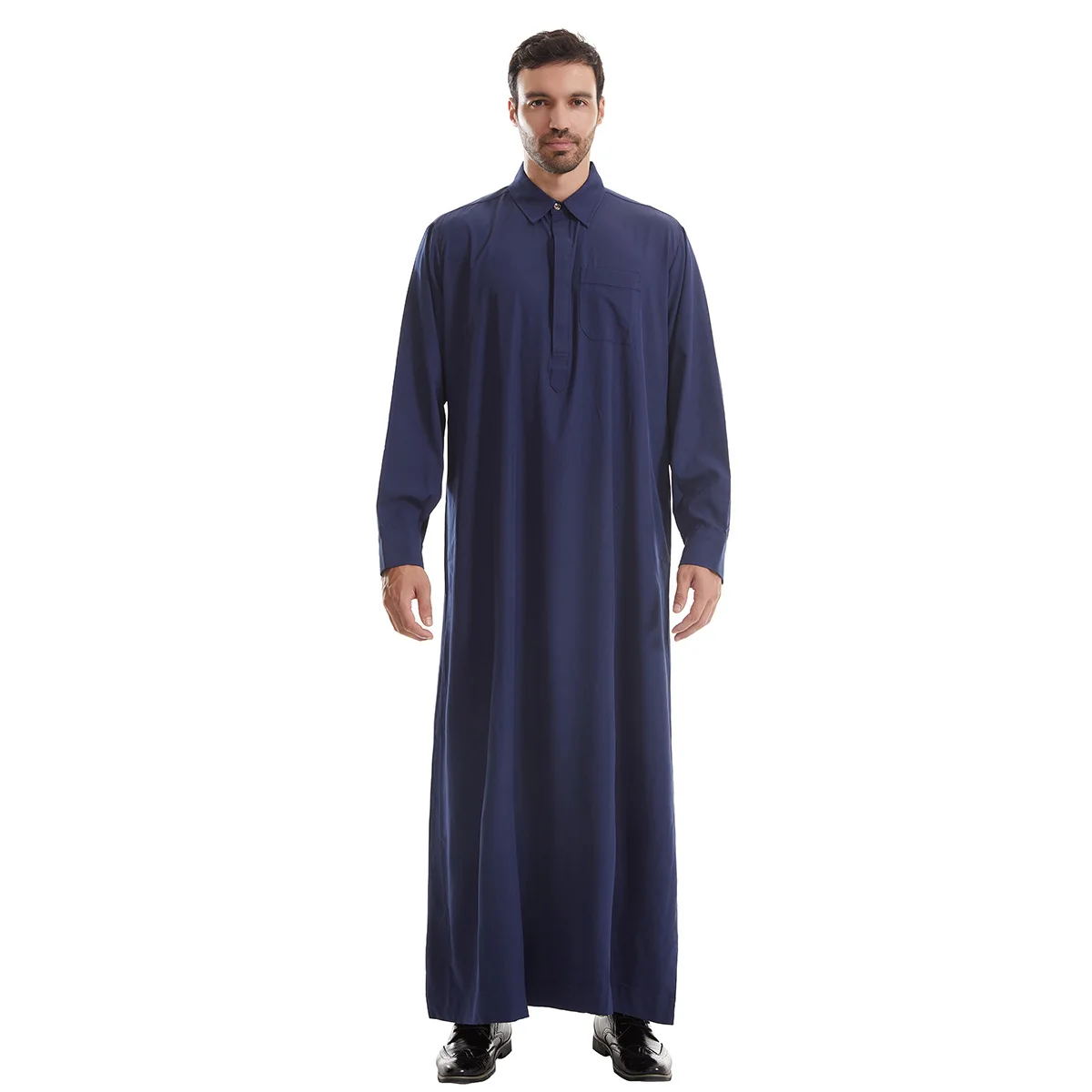 メンズ長袖イスラム教徒のローブ、サウジアバヤアラビックトーブjubba thoub dubai daffah kaftan中東Islam thawb jubba caftan