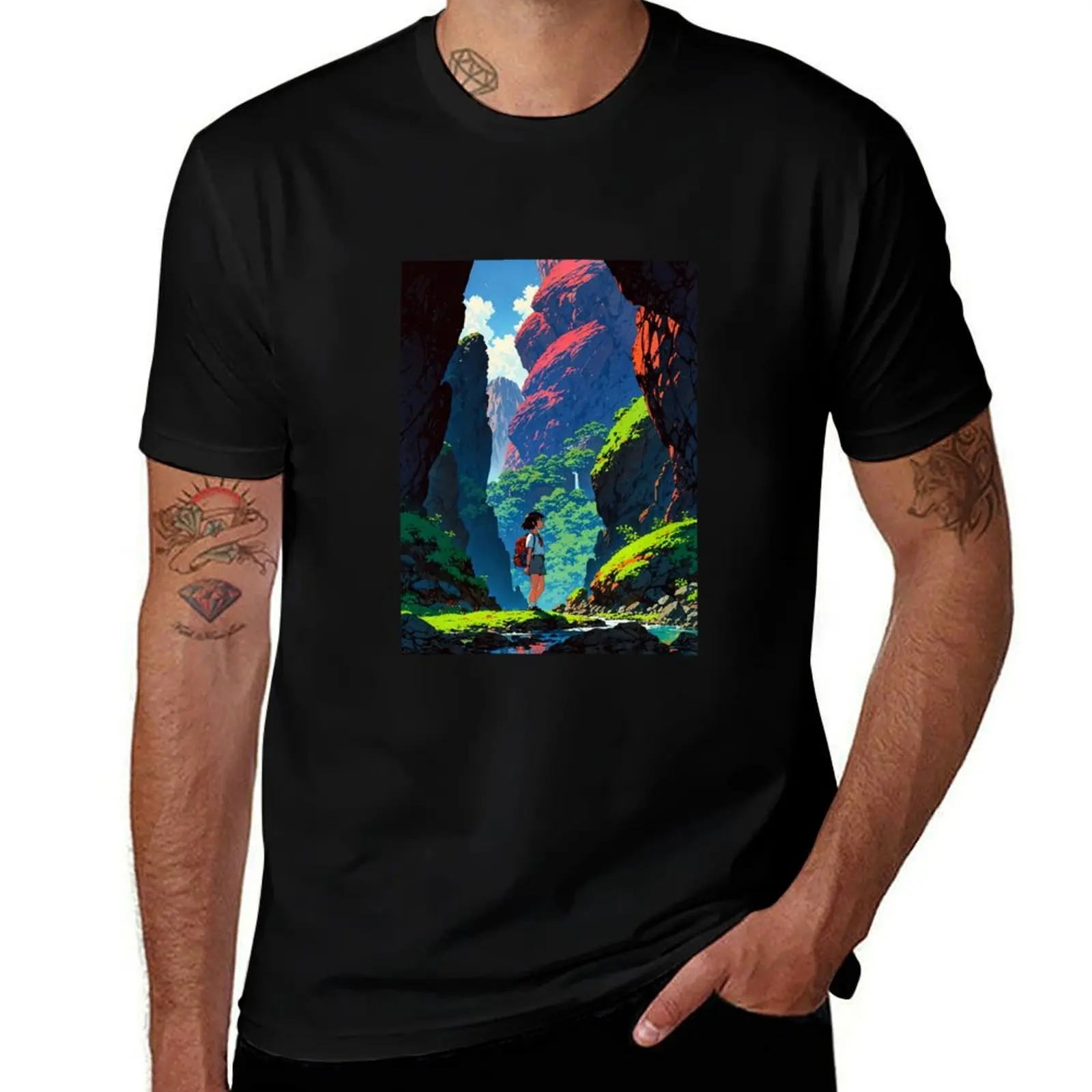 

Dream Valley - A Dreamy Retro Anime Artwork T-Shirt heavyweights affliction shirts Aesthetic clothing Men's t-shirts