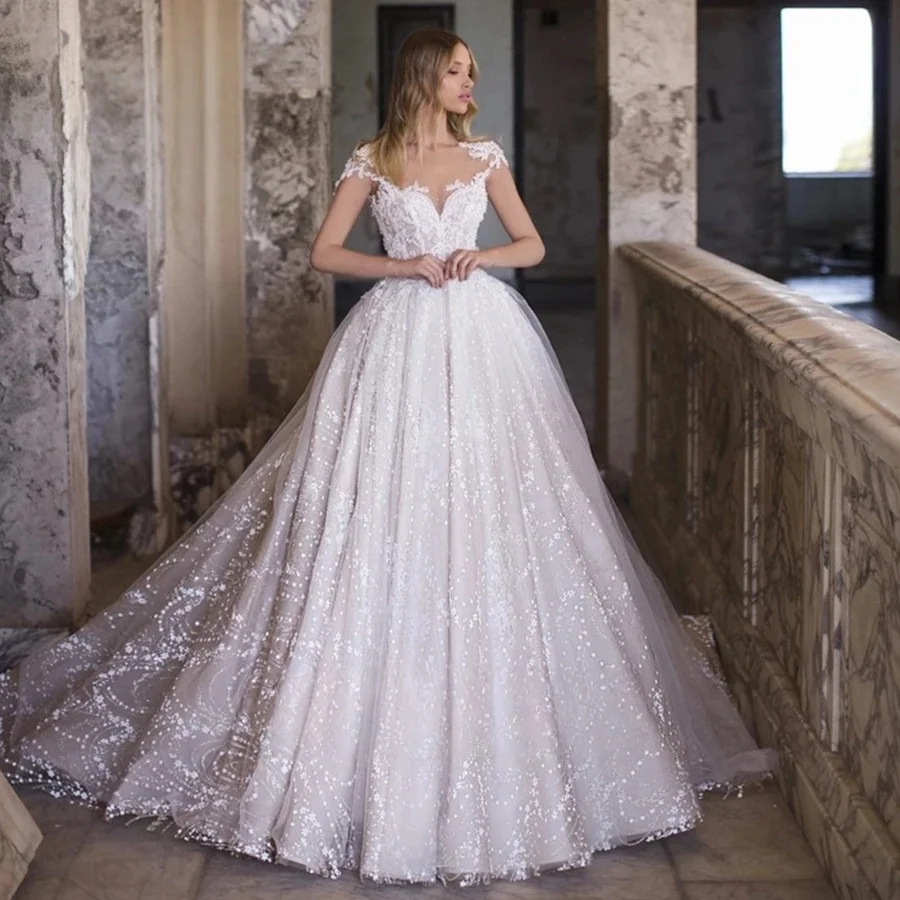 

Backless Wedding Dresses A-line Cap Sleeves Lace Muslim Dubai Saudi Arabia Israel Bridal Gowns Vestido De Novia Customized