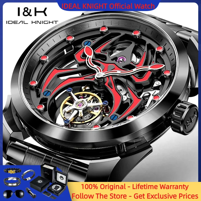 

IDEAL KNIGHT 6802 Men Watch Tourbillon Hollow Mechanical Watch Men Automatic Movement Spider HD Luminous Fashion Trend Men Watch