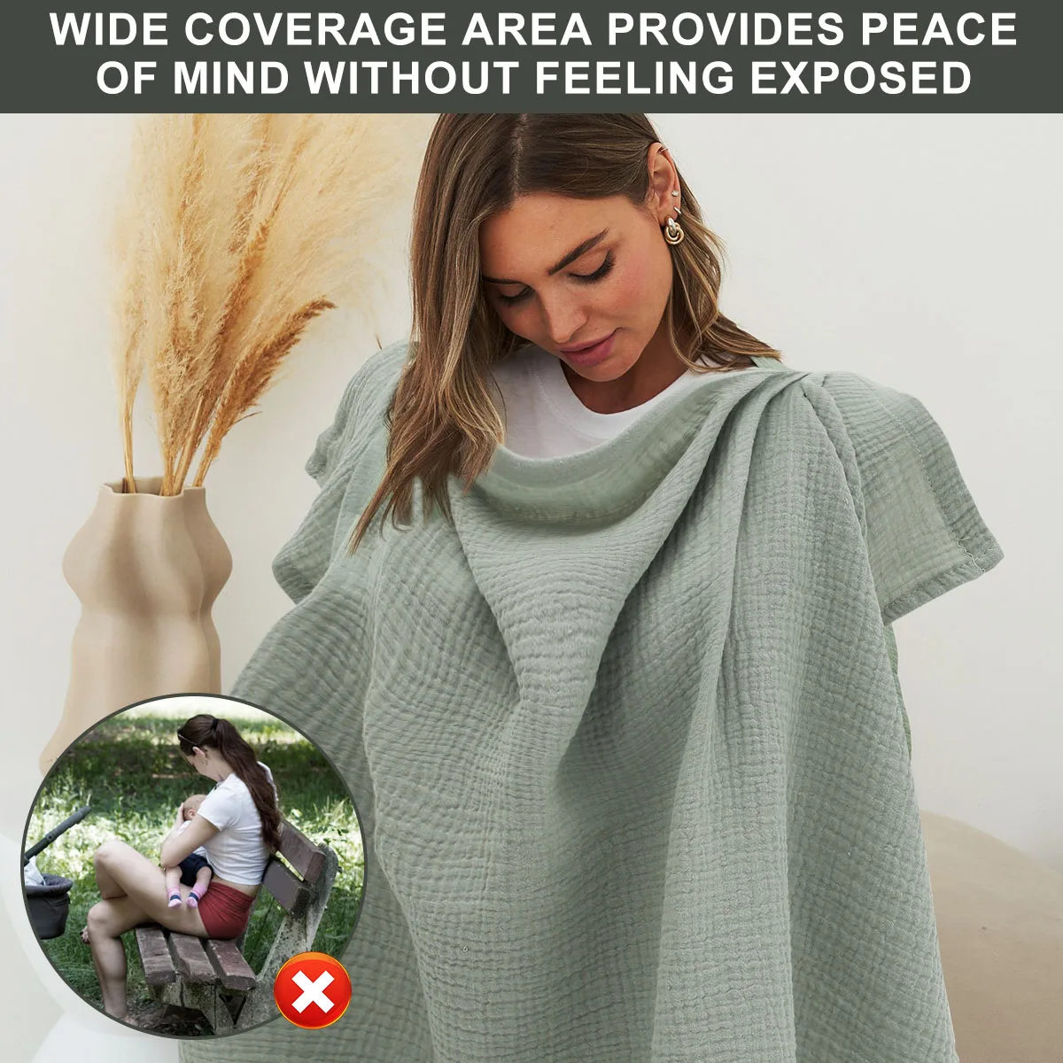Nursing Cover Cotton Breathable Breastfeeding Cover Outdoor Privacy Mother Nursing Cloth Lightweight Portable Nursing Apron New