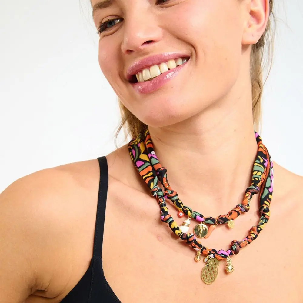 الحب شاطئ المحيط سلسلة قلادة زهرة الحب القلب القماش سلسلة قلادة العرقية نمط سوار الدوبامين قلادة المرأة