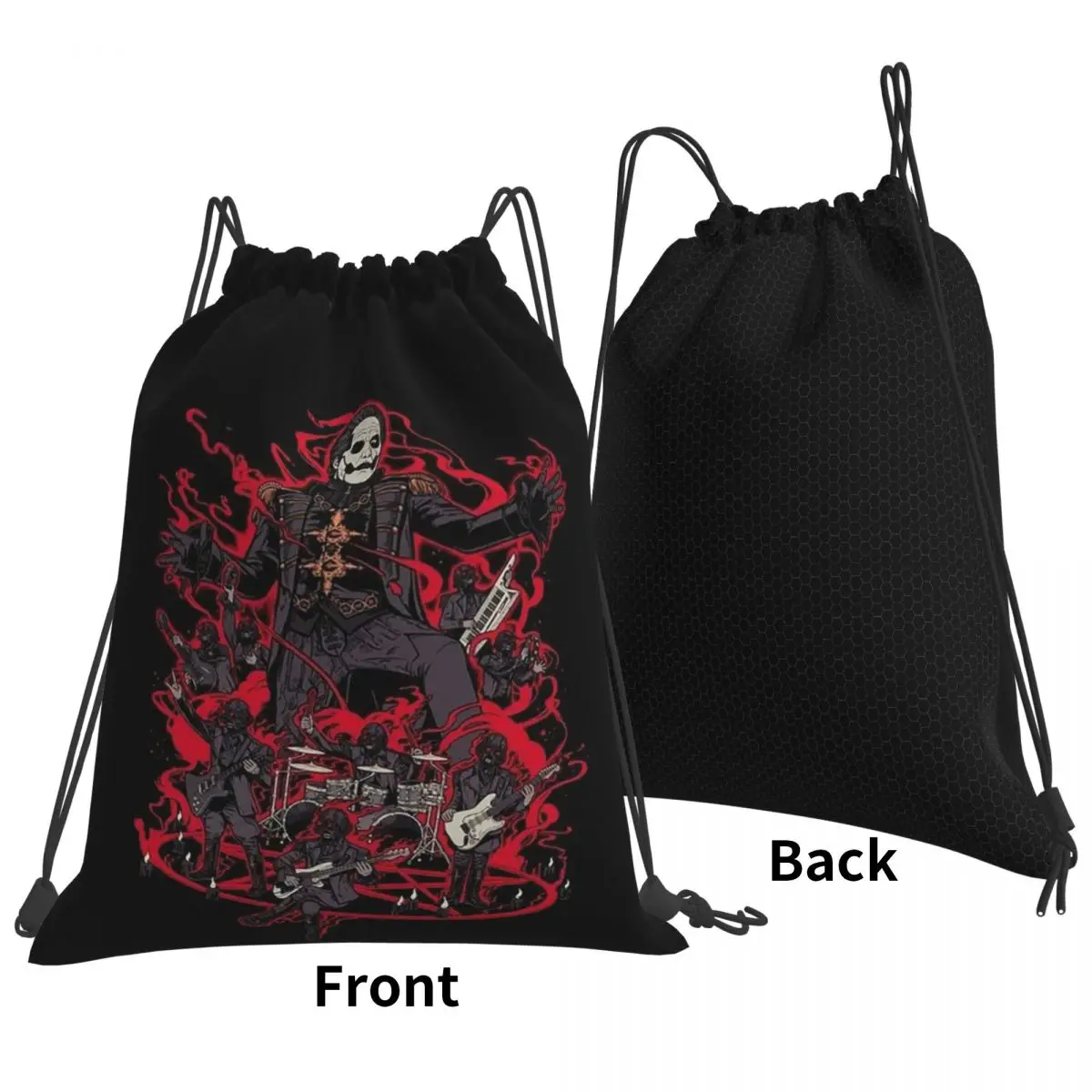 Tobias Forge Ghost Backpacks Fashion Drawstring Bundle Pocket Shoes Bag Book Bags for Man Woman Students