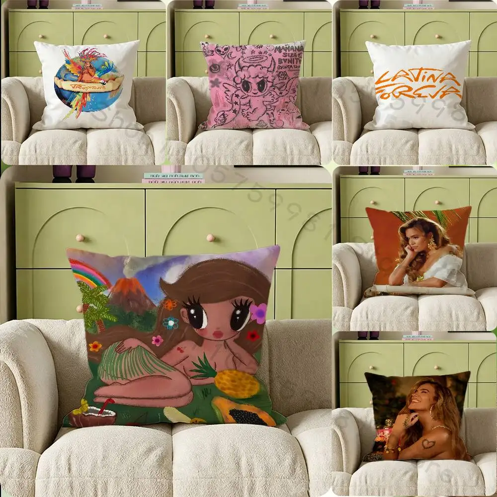 K-Karol G Cartoon Printing Pillowcase Customized Pillow Cover for Sofa Home Decor