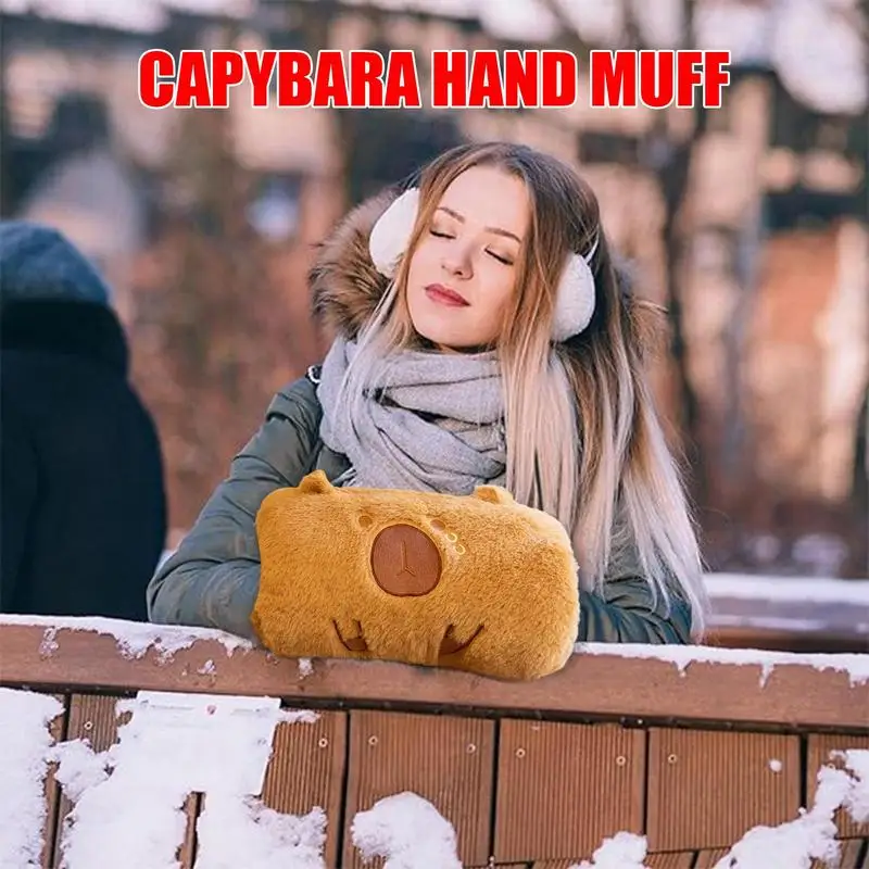 Boneka Capybara penutup tangan Capybara boneka boneka mewah portabel mainan boneka bentuk Capybara untuk anak-anak ulang tahun