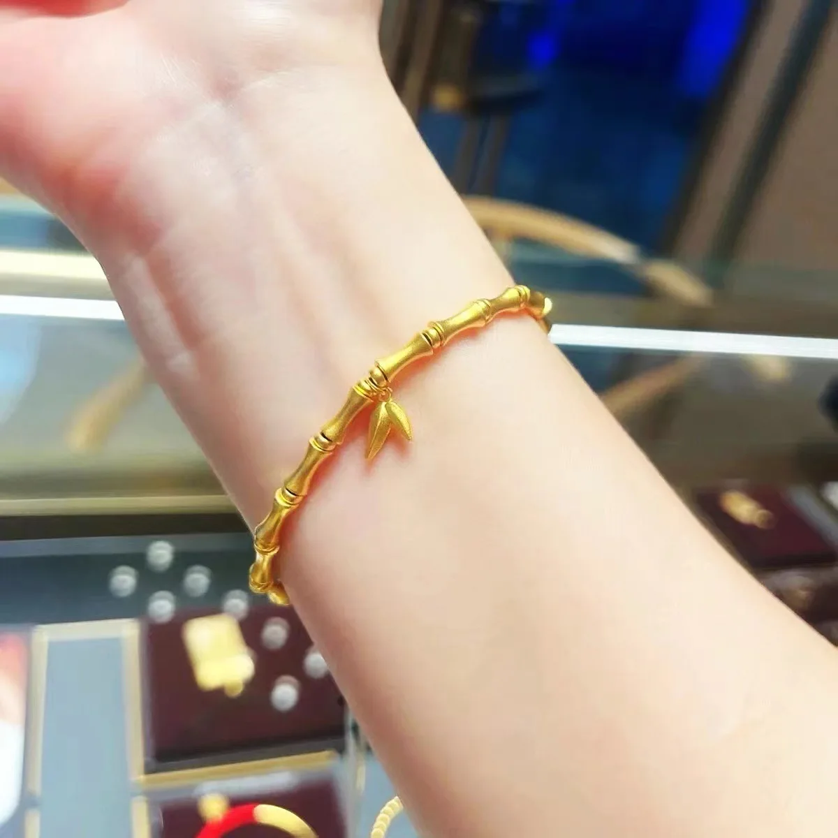 925 Sterling Silver Bamboo Joint Bracelet Retro Women Two Worlds Jewelry
