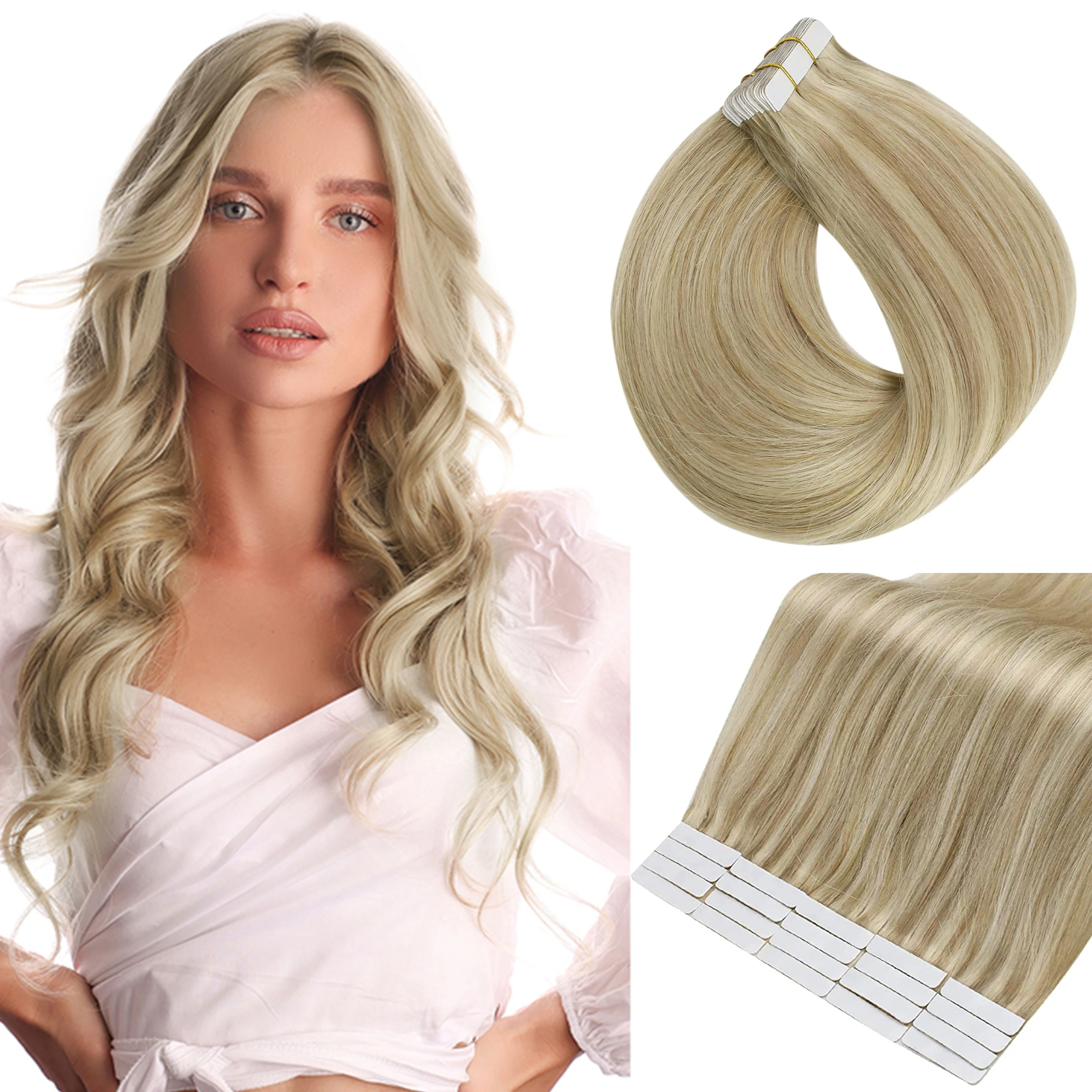 Full Shine Tape in Human Hair Extensions 100% Remy Natuurlijke Human Hair Extensions Tape in Omber Blonde Hair Extensions voor Vrouwen