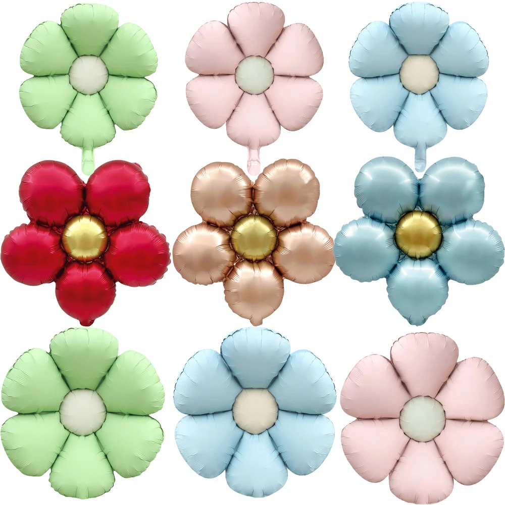 5pcs/set Dopamine Colored Matte Candy Colored Sunflower Daisy Aluminum Film Balloon Birthday Party Engagement Wedding Decoration