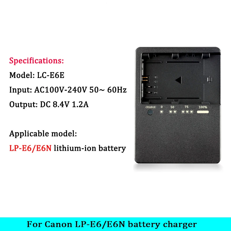 LC-E6E LC-E6 Charger For Canon LP-E6 LP-E6N Battery EOS 70D 60D 5D Mark III 5D Mark 6D 6D MARK II 60D 80D 7D MARK IILC-E6E LC-E6