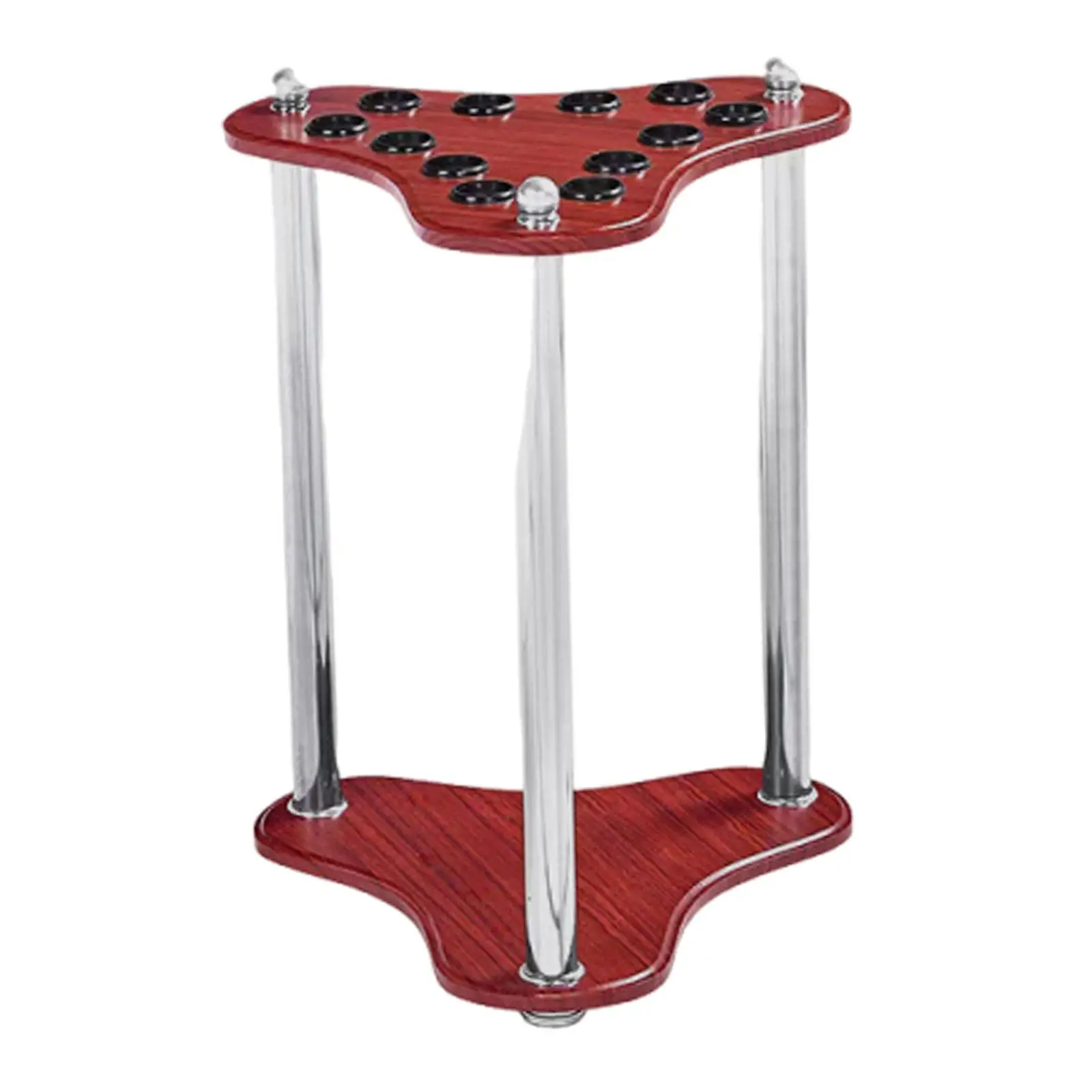 12 Slot Pool Cue Rack Sturdy Wooden Stick Holder Vertical Storage Organizer for Billiards Room and Snooker Club