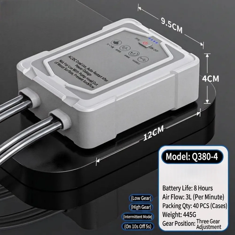 Fishing Air Pump Rechargeable 3-level Quiet ABS Clip For Outdoor Pond Bait Oxygen Pump Fishing Tools view 3