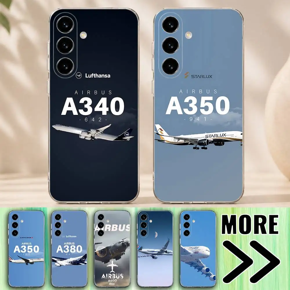 A-Airbus A340 A350 A380 Airplane Phone Case for Samsung Galaxy A71 70 A52 51 A40 31 30 21 S 12 10 Transparent Cover