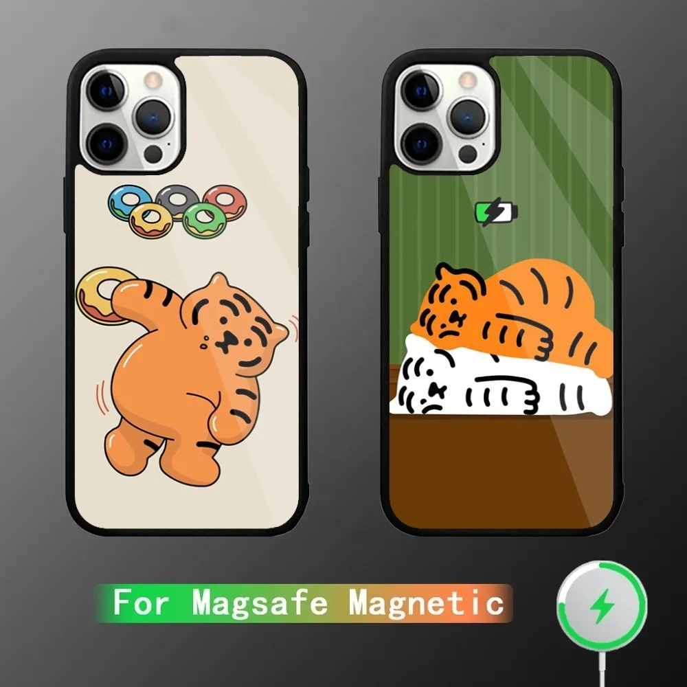 

Cartoon Cute M-MUZIK TTIGER Phone Case For iPhone 16,15,14,13,12,11,Plus,Pro,Max Mini Magsafe Magnetic Wireless Charging