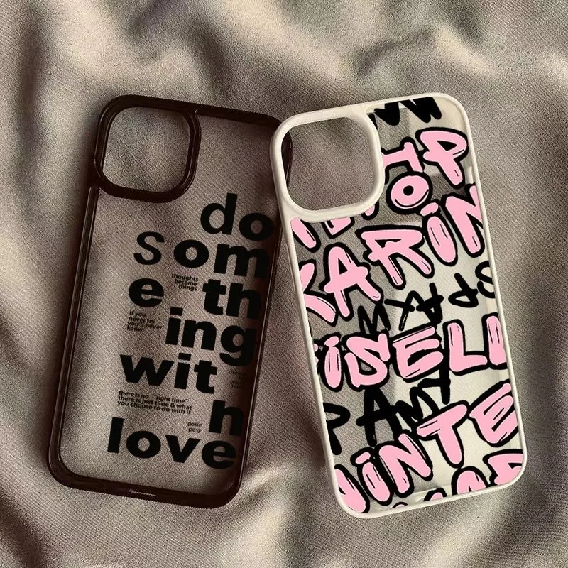 

Letters Clear Silicone Phone Case For iPhone 7 8 Plus SE 2020 2022 X XR XS 11 12 13 14 15 16 Pro Max Shockproof Black Cover