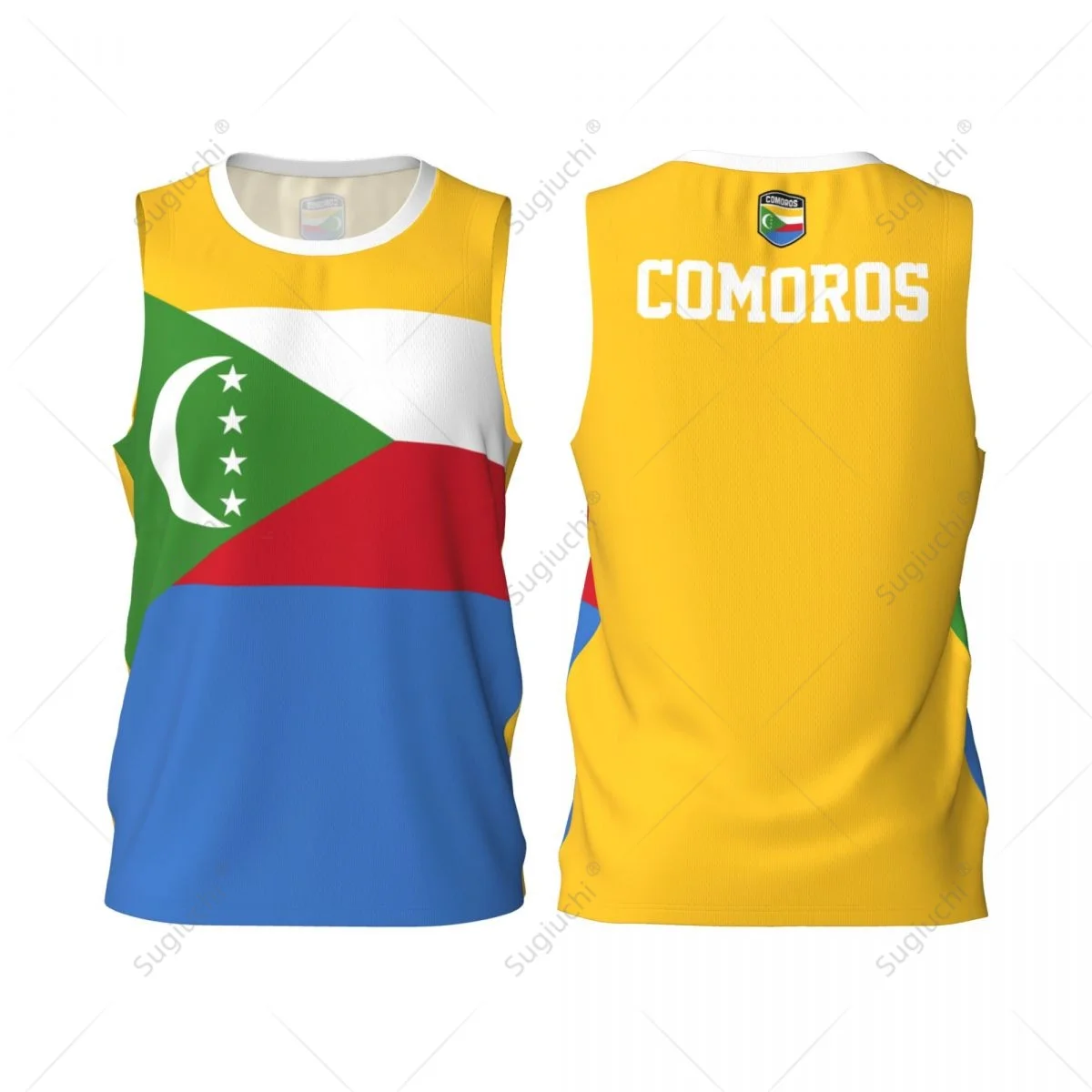 Comoros Flag Men Basketball Sports Jersey Running Fitness Multifunction Sleeveless tshirt Exclusive Custom Name Nunber