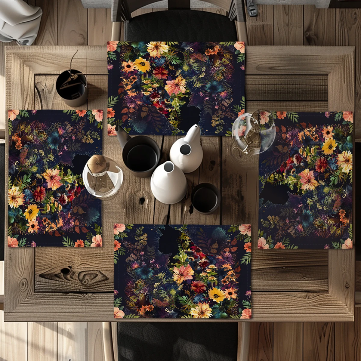 Stunning Cosmic Vortex Pattern Polyester Placemats & Coasters - Stylish Tabletop Decor for Home, Restaurant and Daily Use