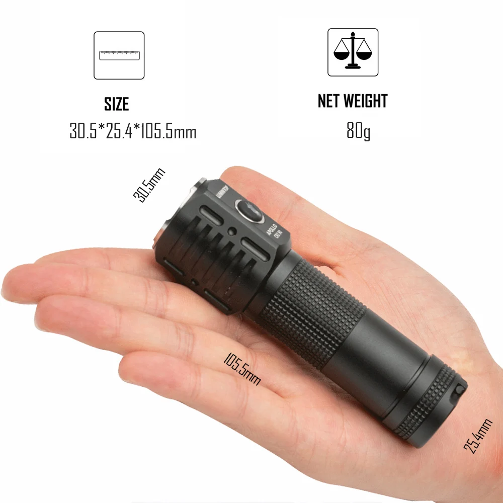 Rechargeable Type C EDC Flashlight Camping Outdoor Lighting High Power 1000 Lumens Magnetic Tail LED Torch 21700 Battery Apollo