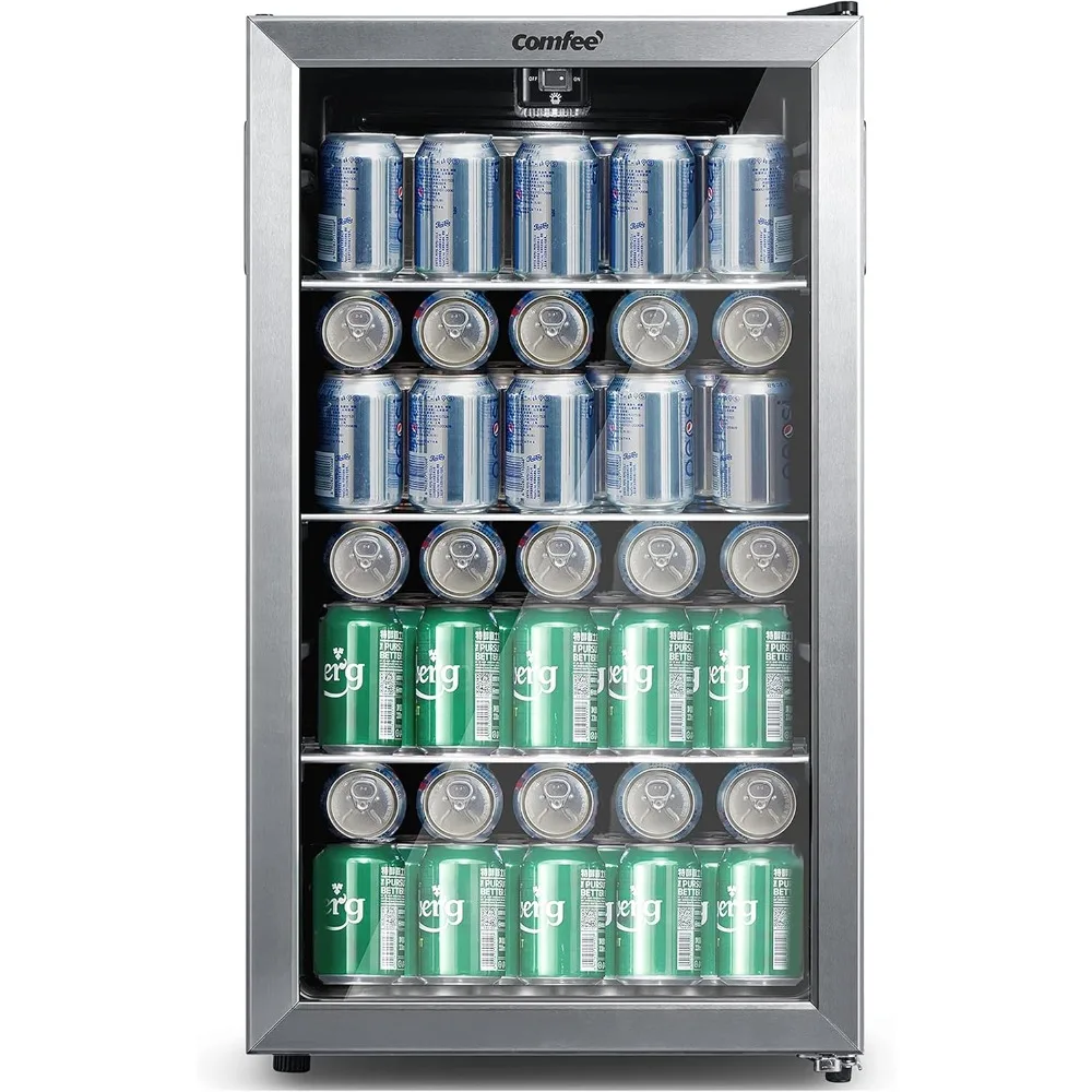 ' CRV115TAST Cooler, 115 Cans Beverage Refrigerator, Adjustable Thermostat, Glass Door With Stainless Steel Frame