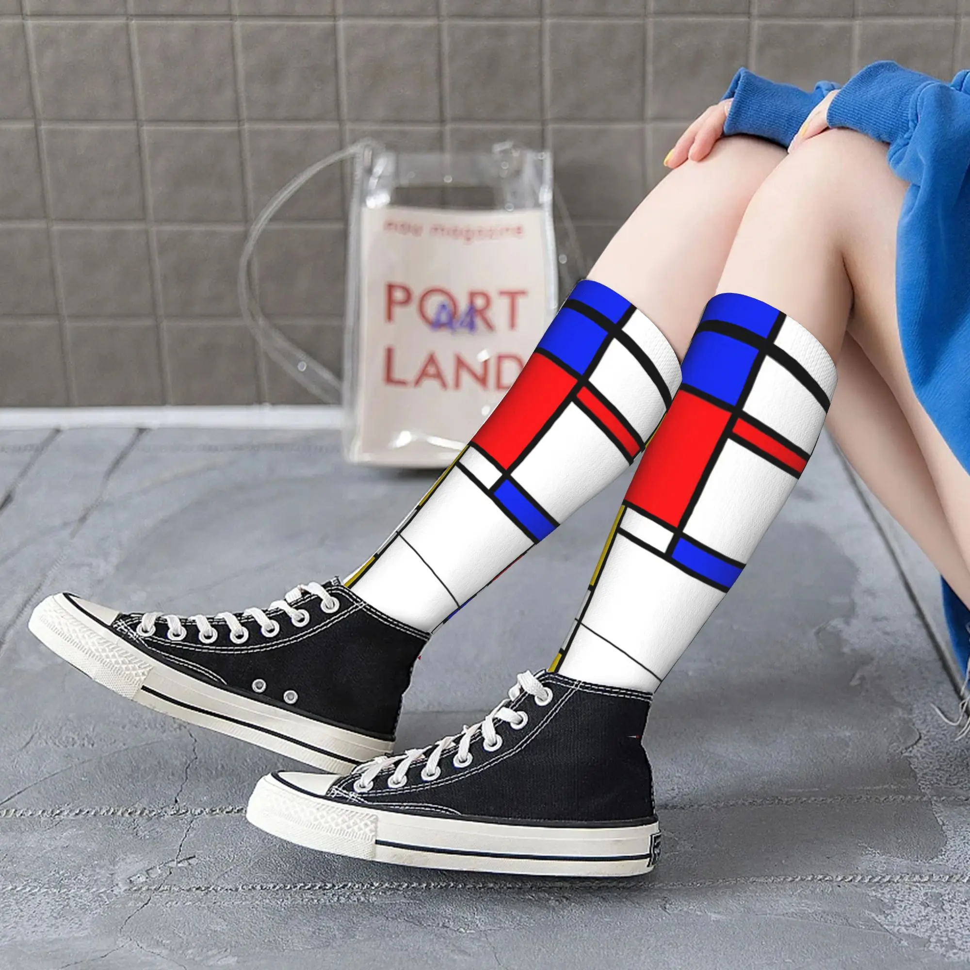 جميع المواسم طاقم جوارب موندريان الجوارب Harajuku موضة الهيب هوب الجوارب الطويلة اكسسوارات للرجال النساء هدايا عيد الميلاد