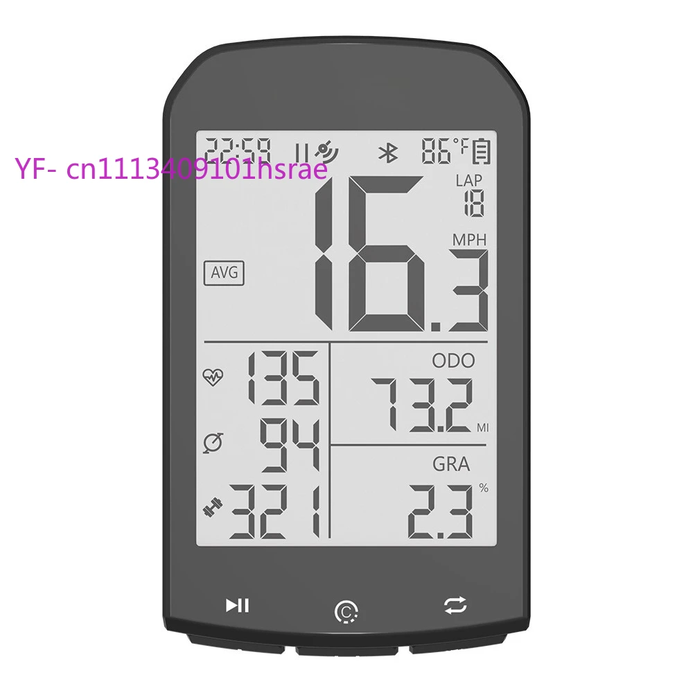 Bluetooth GPS Cycling Computer with Large Screen, Waterproof Luminous Satellite Positioning Speedometer Odometer