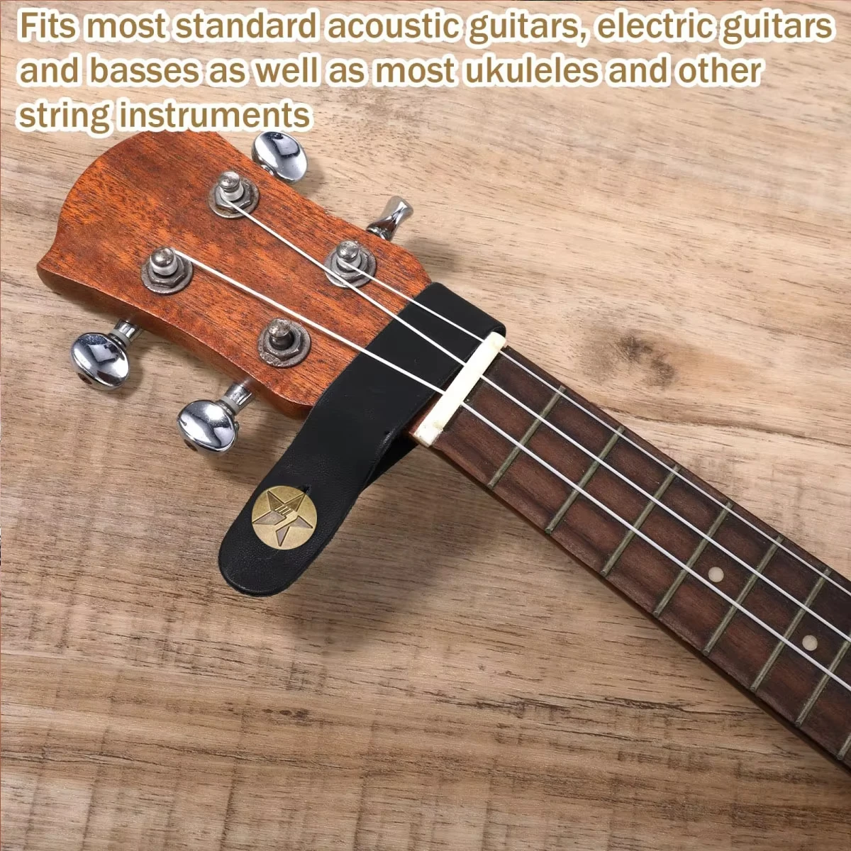 Miwayer Ukulele Guitar Neck Strap, Leather Strap Retainer Button Safe Lock for String Instrument Accessories