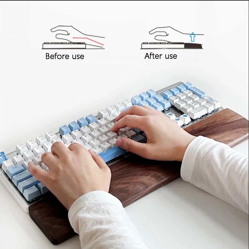 Wooden wrist pads are suitable for computer games, office keyboards, mouse pads, wrist rests, raised platforms, anti slip hands