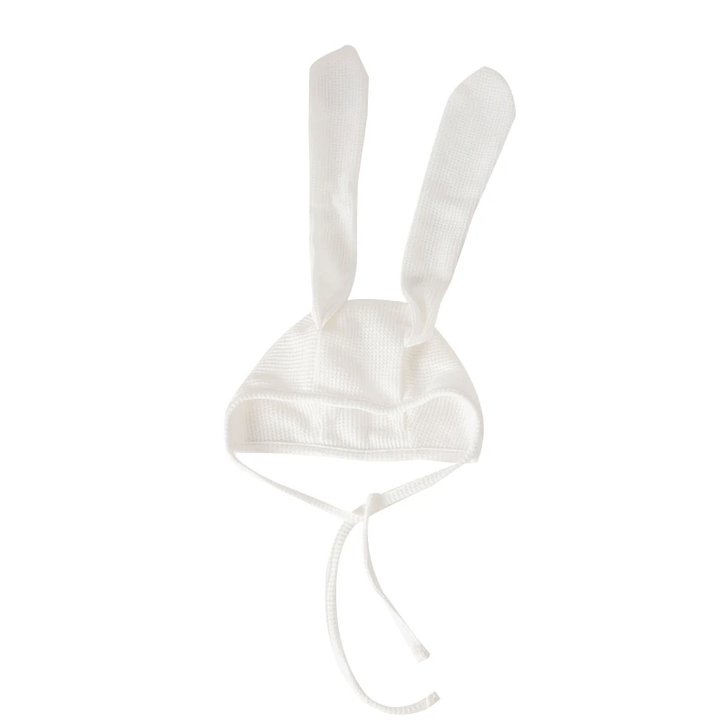 Baby Rabbit Ear Hat with Tie Strap Cute Toddler Bunny Beanie Photo Props for Little Infant Girls Boys Photos Taking P31B