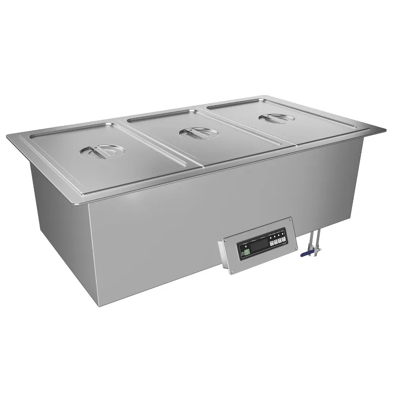 Commercial Built-in Food Warmer 3 Compartment Buffet Bain Marie Warmer With Electric Heating 220V For Hotel Restaurant Catering
