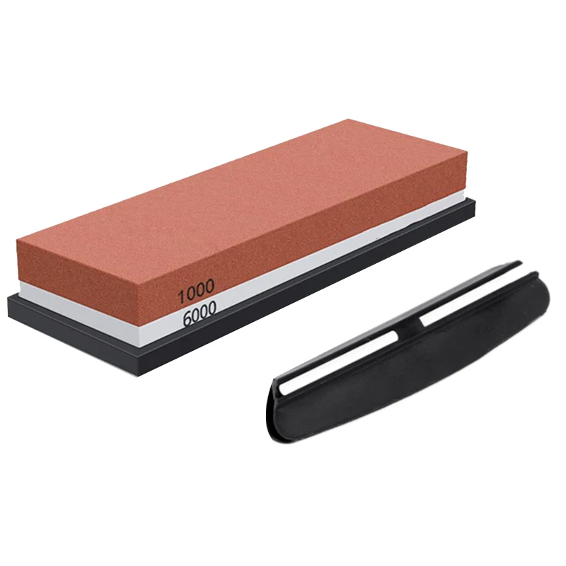 Sharpening Stone,Whetstone Grit 1000/6000,2 In 1 Pair-Sided Knife Sharpener With Non-Slip Silicone Base & Angle Guide