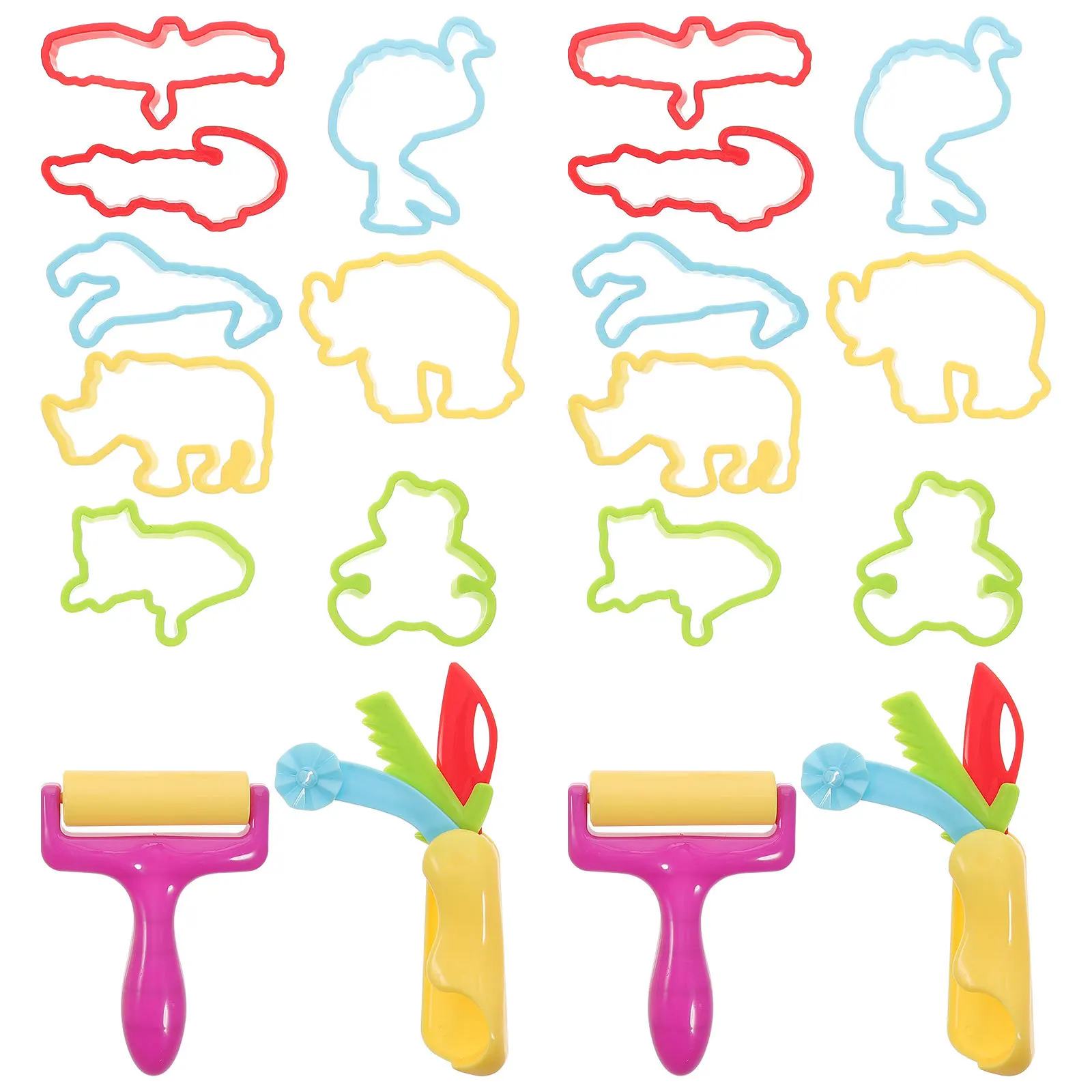 Ensemble de moules en argile de couleur pour enfants, 20 pièces, moules à pâte à modeler, outils de cuisson de dessin animé, Kit d'activités artisanales