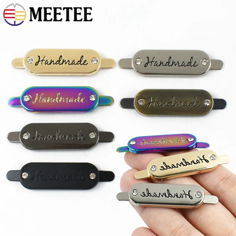 

5-20Pcs 35*12mm Metal Handmade Tag Labels Buckles for Bag Purses Clothes Decorative Label Clasp Button Leather Craft Accessories