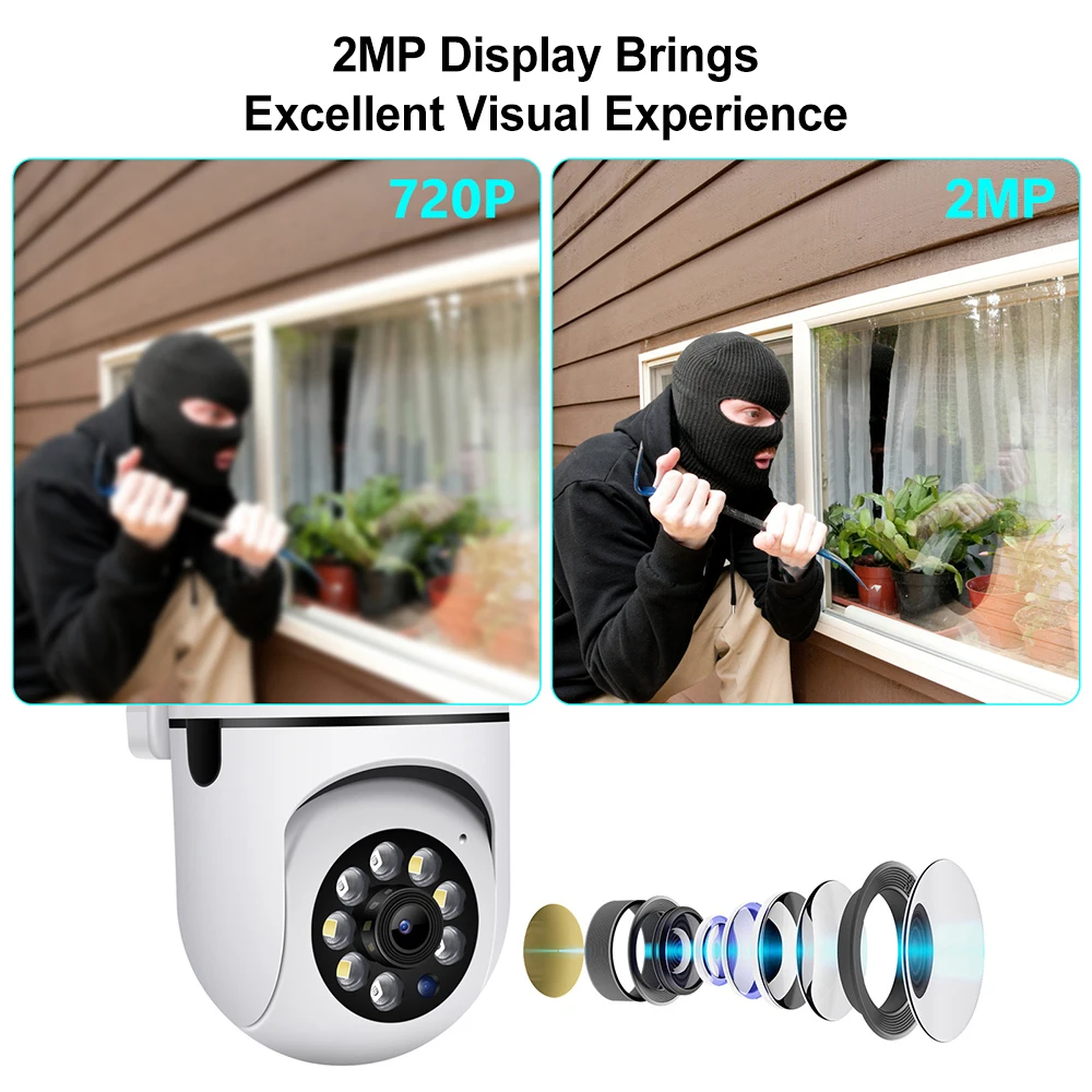 2MP PTZ WIFI IP Camera Audio CCTV Surveillance 4X Zoom Nacht Full Color Draadloos Waterdicht Tweeweg Audio Outdoor Cam HaoMi APP