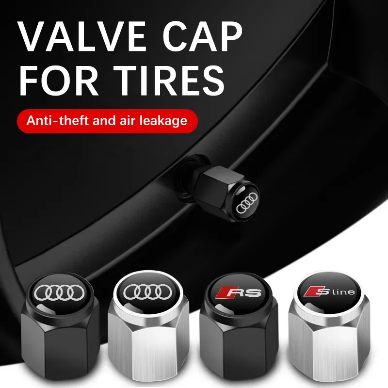 3D Metal Tire Valve Caps Car Tyre Air Stems Cover For Audi S Line A1 A3 A4 A5 A6 A7 S3 S4 S5 S6 S7 Q3 Q4 Q5 Q7 Q8 Accessories