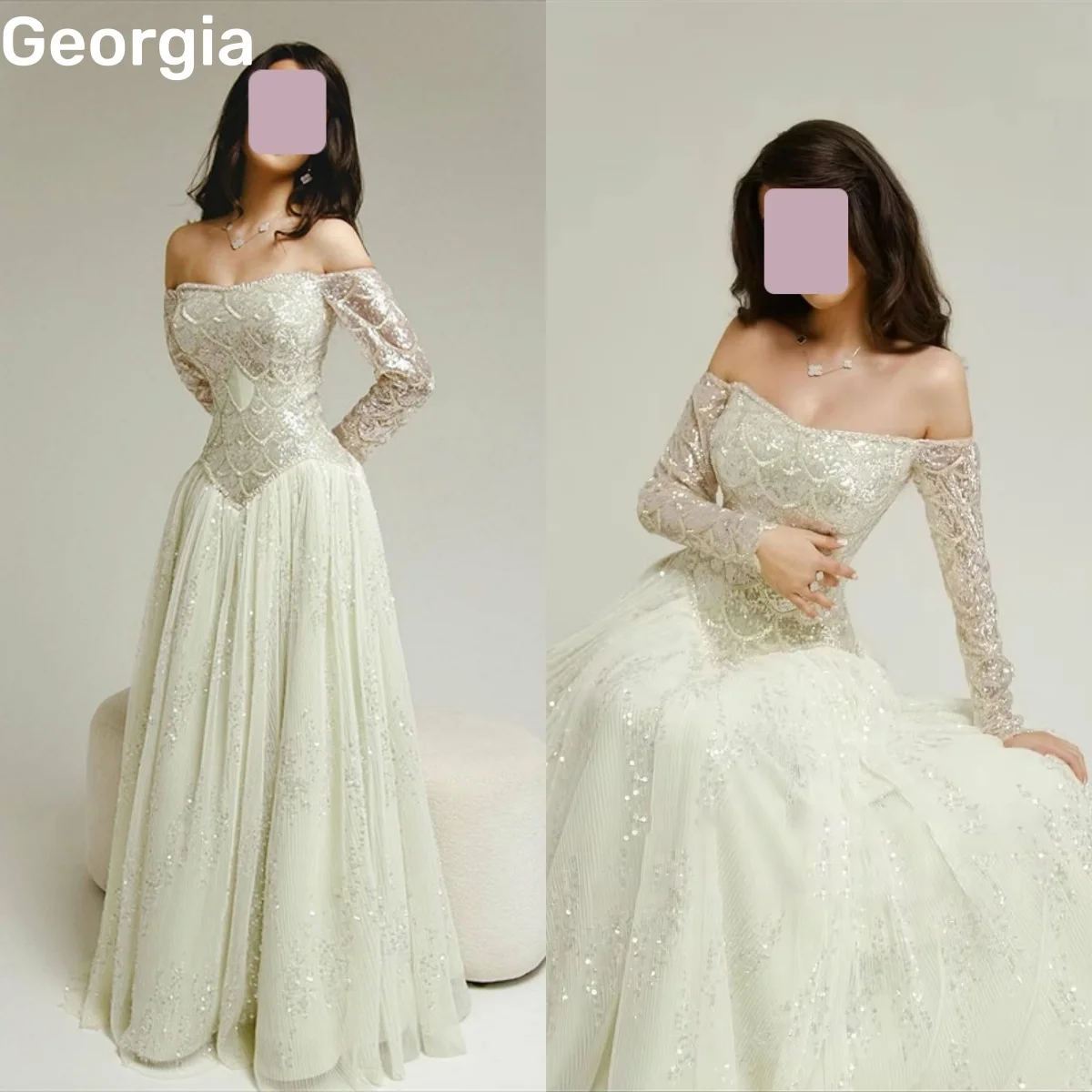 

فساتين 미פרי Кружевное платье трапециевидной формы на заказ с открытыми плечами для особых мероприятий Свадебное платье длиной до пола на молнии с длинными рукавами