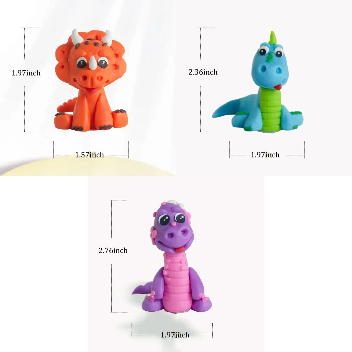 3Pcs Dinosaur Cake Toppers Cupcake Inserts Decoration with Forest Animals Theme Birthday Party Decor(Orange red, blue, purple)