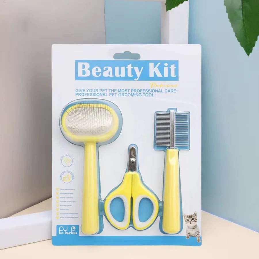 

3pcs set Pet Grooming Set; Cat Hair Comb Cat Nail Scissors; Pet Comb Set For Dogs Cats