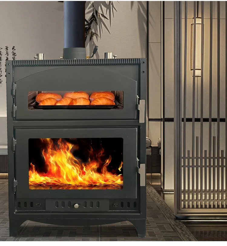 Stove with built-in heater and oven that can also be used to grill food