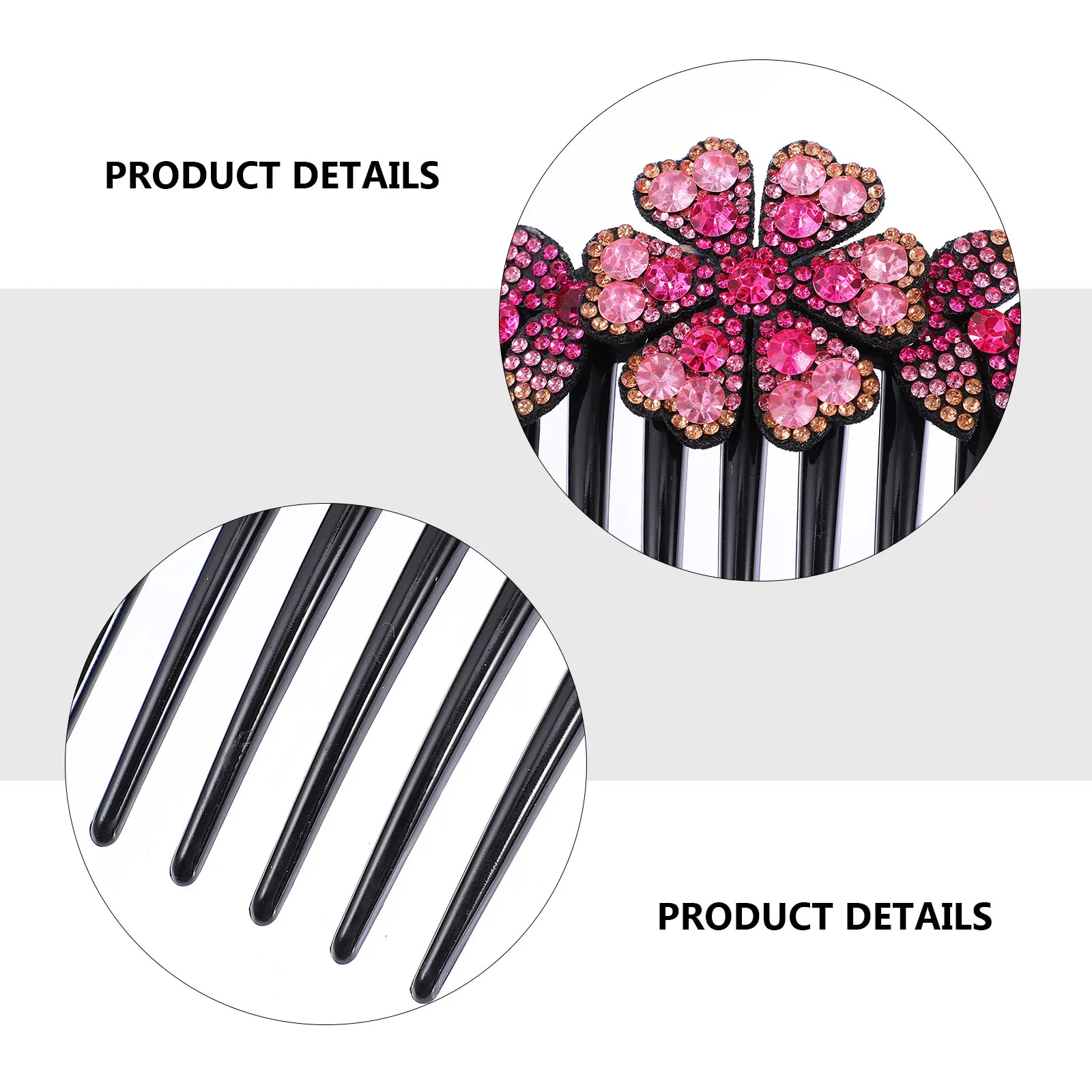 

2 pcs Fork Hairpin Fork Pink Hairpin Comb Pink Headgear Stick Flower Card Elegant Hairstyle Tool Durable Quality Comb