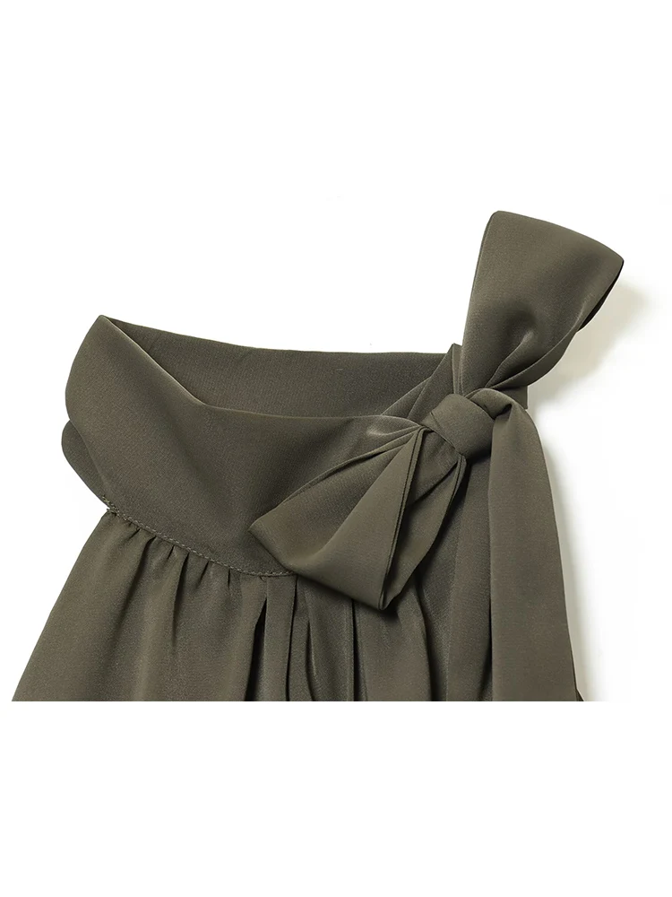 TFMLN جديد إمرأة القوس الدانتيل الرسن تانك القمم بلون أكمام Ruched القمم أنيقة سيدة الموضة عادية مفتوحة الكتفين القمم