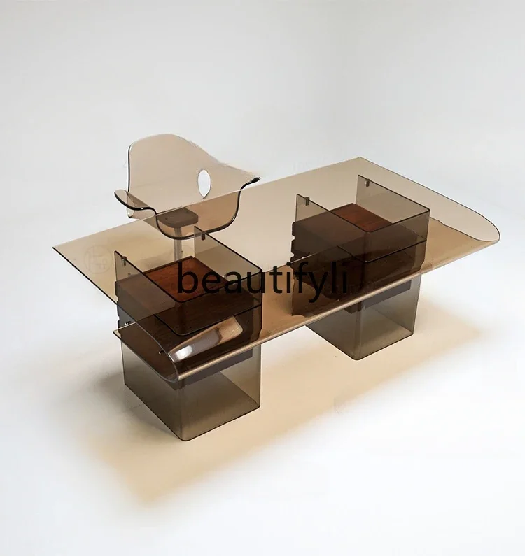 

Minimalist desk light luxury plexiglass acrylic modern table writing desk