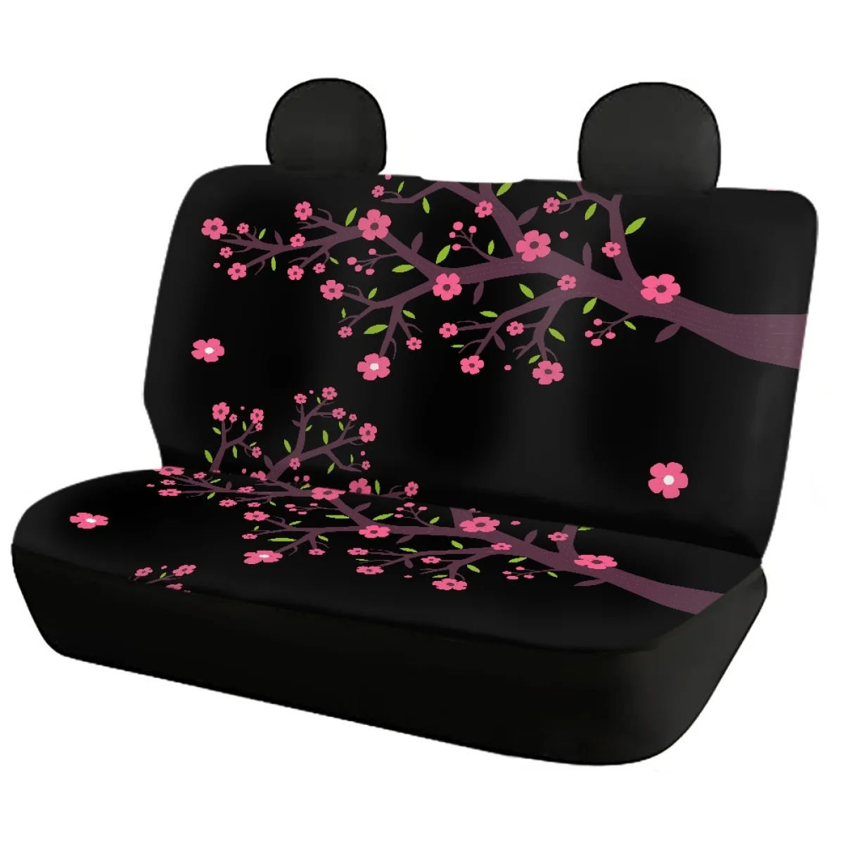 Pink Cherry Blossom Pattern Car Full Set Interior for Women General Front and Rear Seat Cover Soft Easy to Install Autos Decor