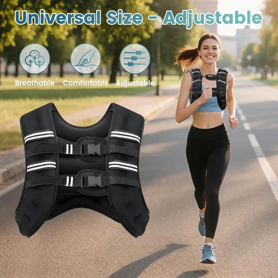 8lb 12lb 16lb 20lb 25lb 30lb سترة وزن قابلة للتعديل مع أشرطة مزدوجة للرجال والنساء تصميم شريطي عاكس مثالي لـ Stren