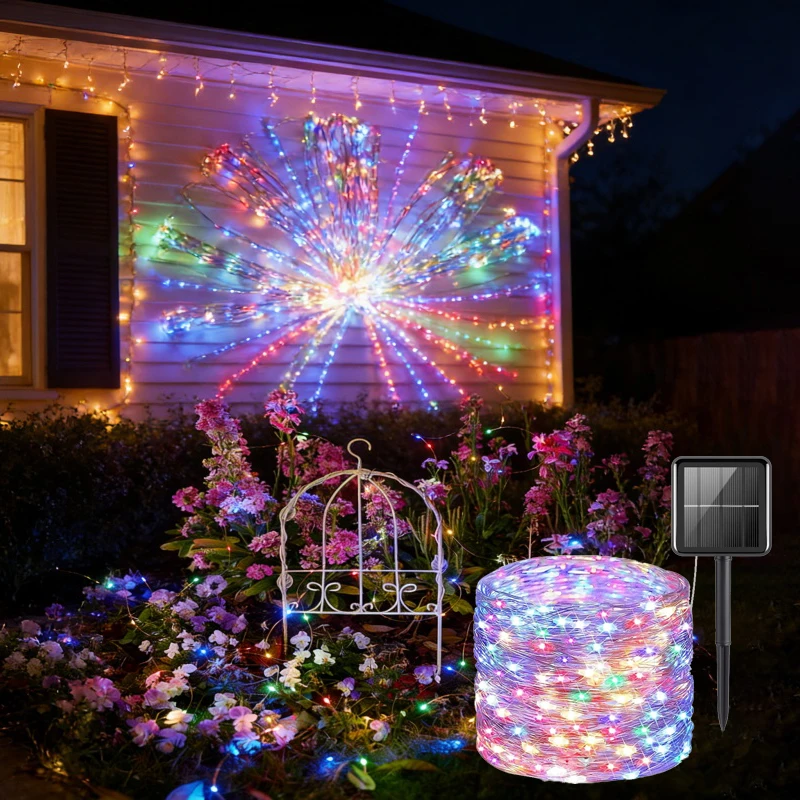 

Led Solar Fairy String Lights 8 Modes Wedding Party Led Light Outdoor Garden Patio Wire Garland Light Christmas Lights